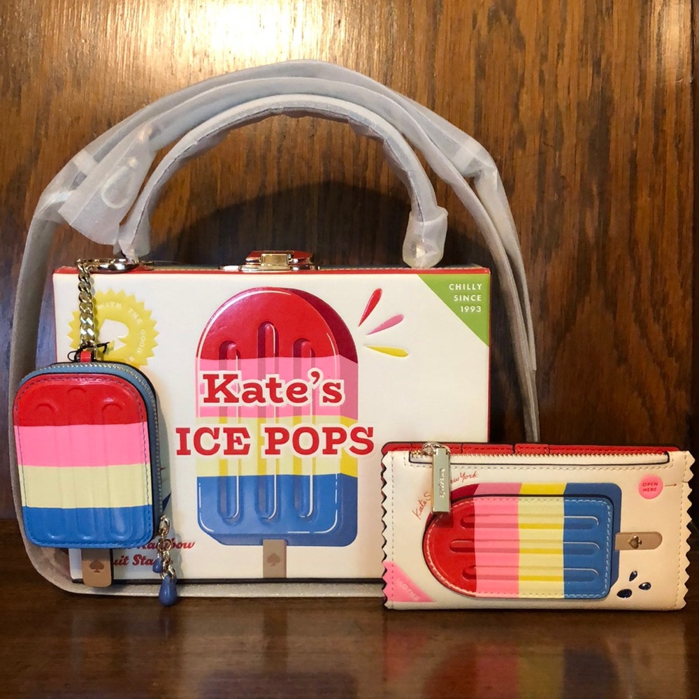 NWT-Kate Spade-SET-Snack Bar-Popsicle Bag, Wallet & Bag Charm/Keychain-$757